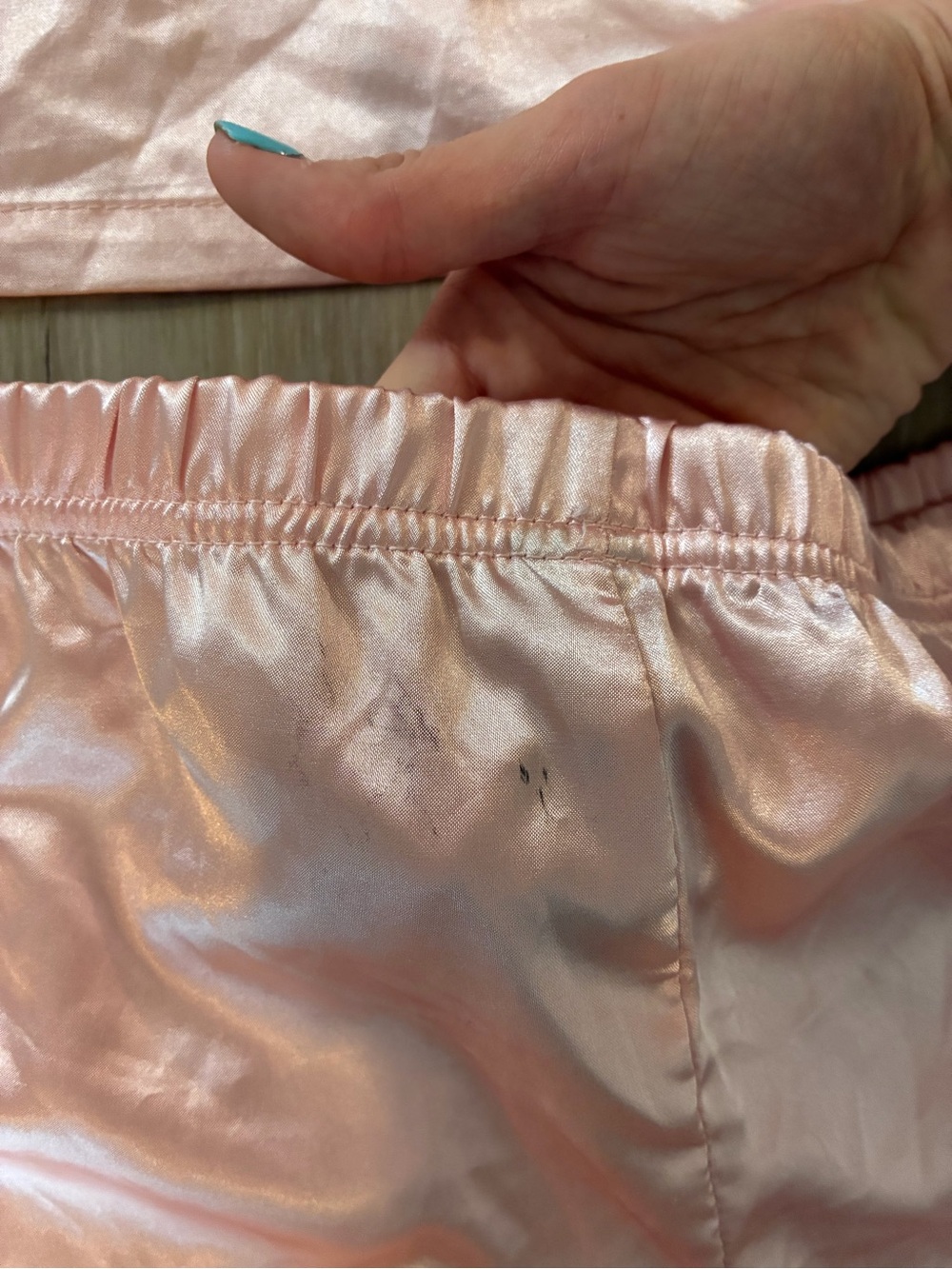 bebe Pink Satin Short Pajama Set with Black Trim - Picture 8 of 8